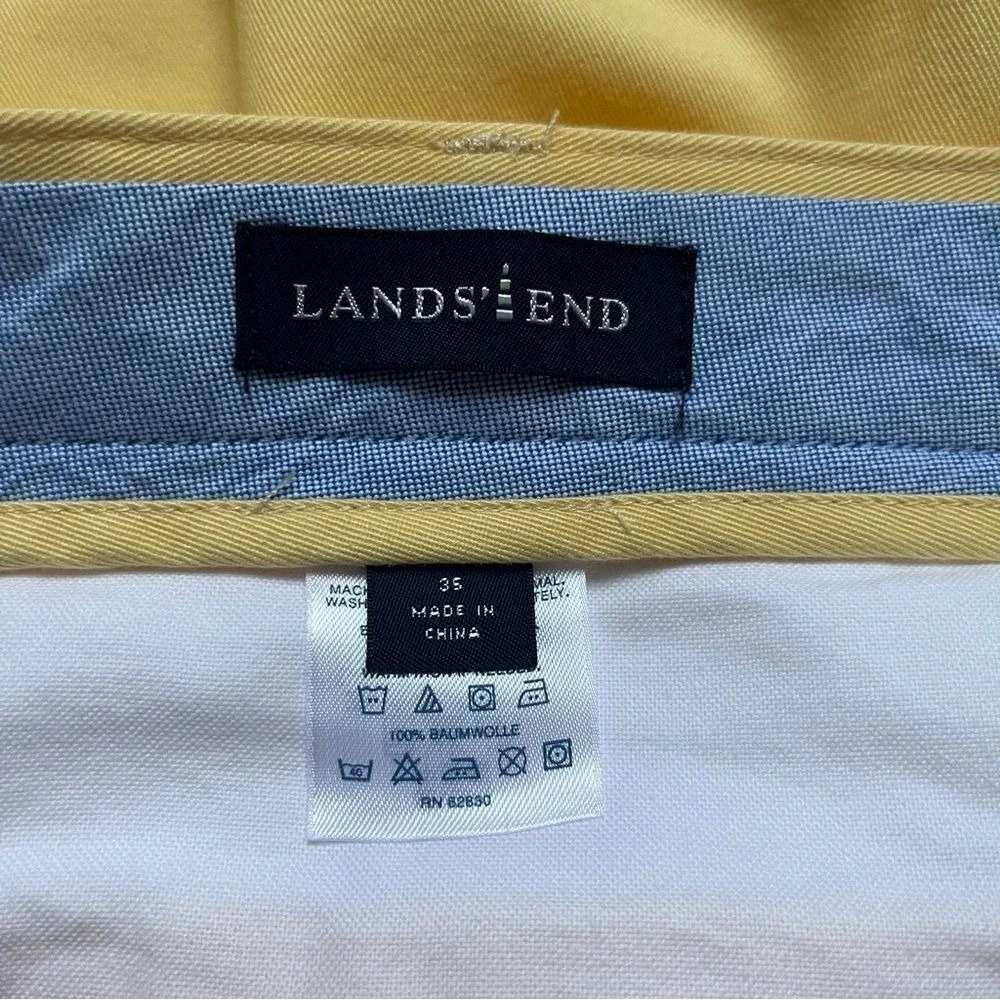 Lands' End Shorts Men's 35 Yellow Pleated 100% Cotton Golf NWOT Preppy Chino